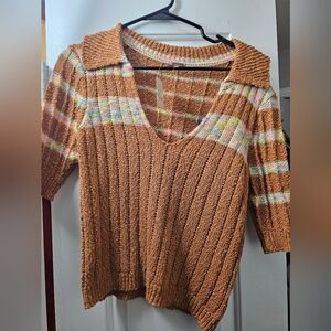 Free People Multicolored V-neck Sweater Small